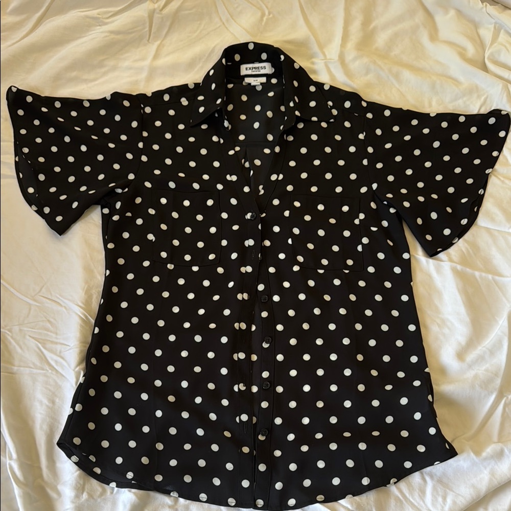 Express Black and White Casual Button Down Shirt
